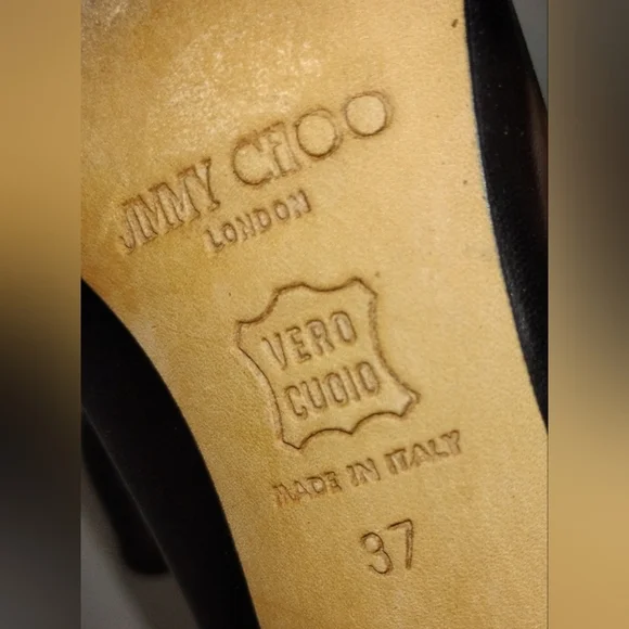 JIMMY CHOO BLACK LEATHER HEELS - Picture 6 of 7